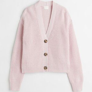 Baby Pink Cropped Chunky H&M Cardigan Size Small